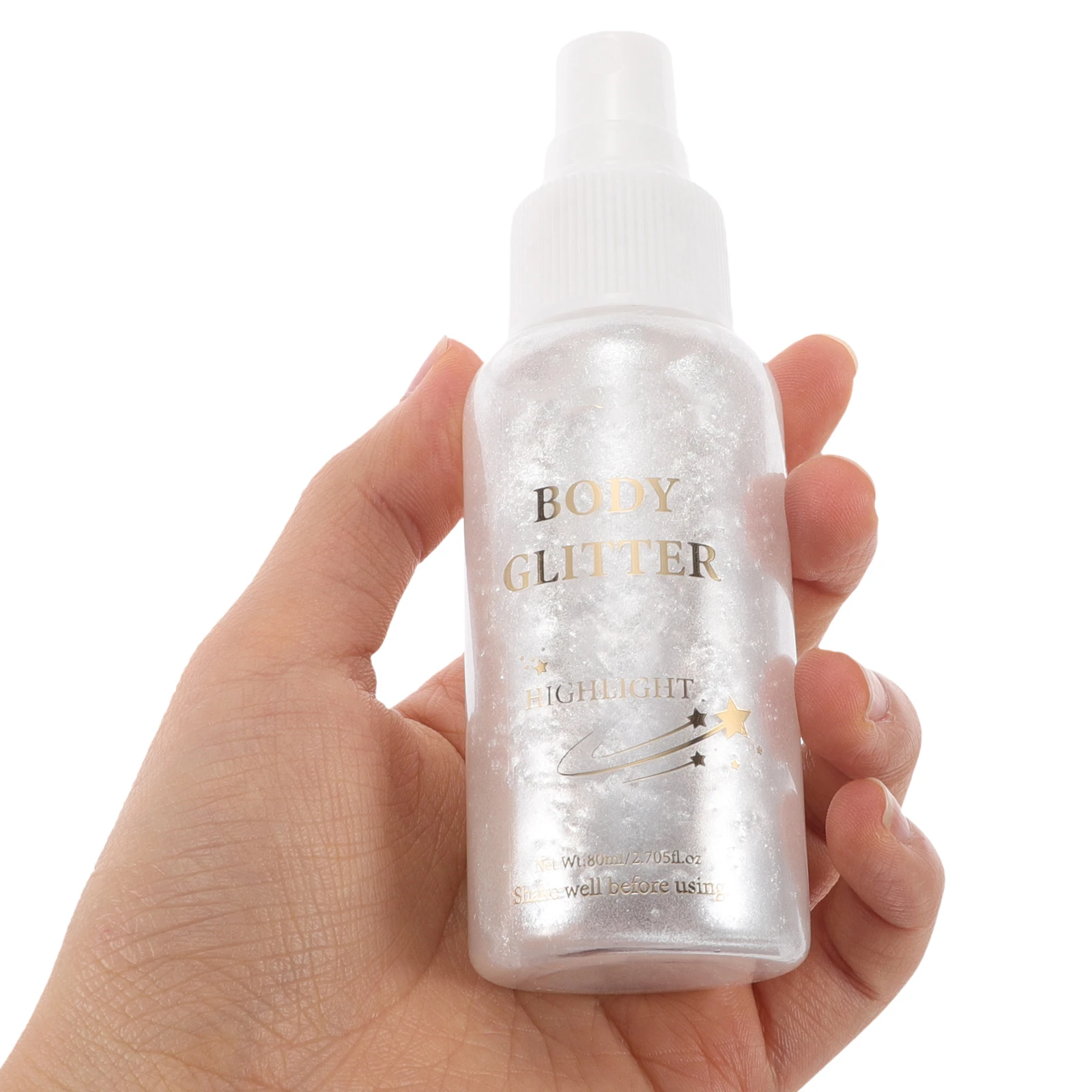 

Glitter Spray for Clothing Body Oil Silver Sparkle Hair Accessories Fabric Kids Makeup Setting Long Lasting Travel