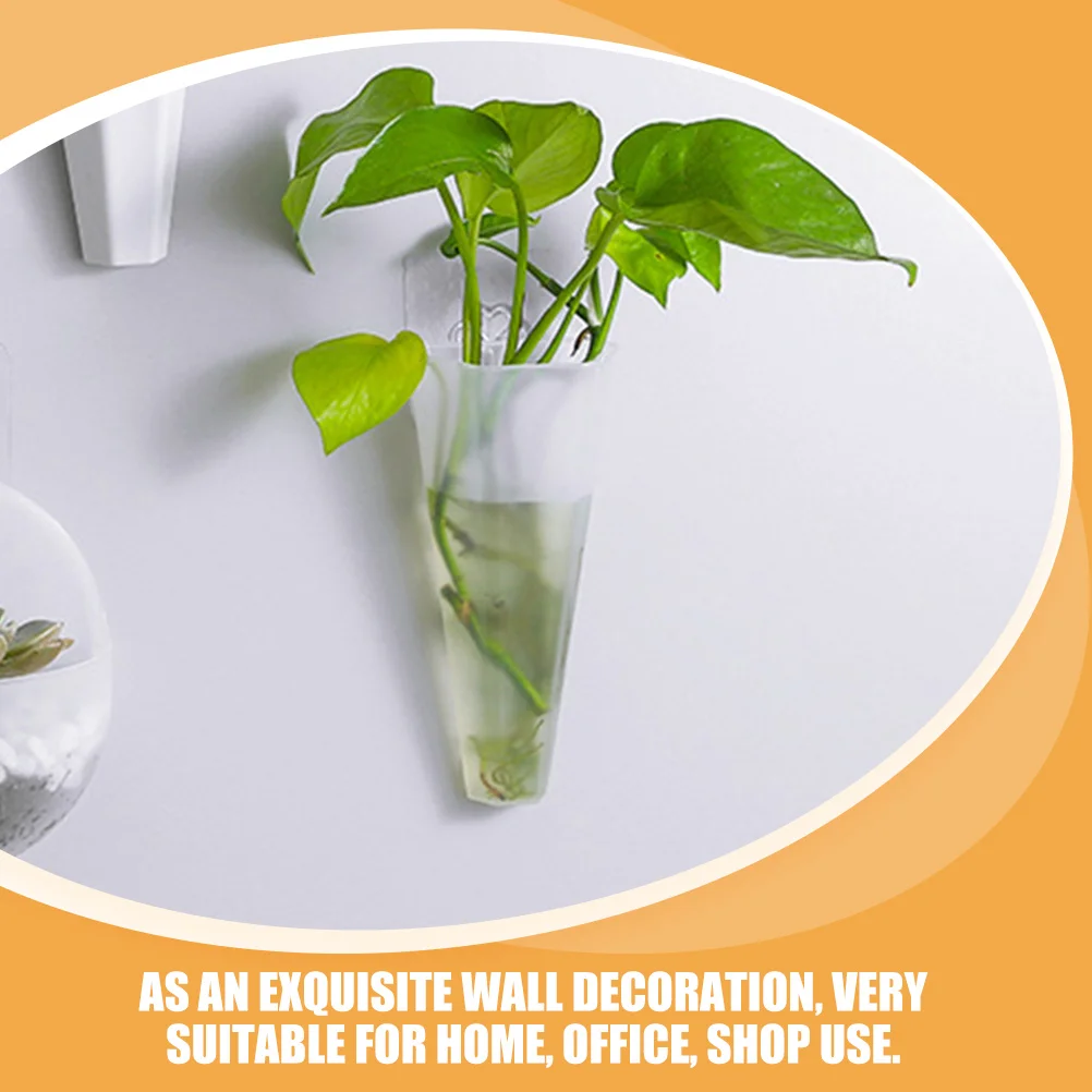 

2pcs Wall Mounted Planter Hydroponic Flowerpot Holder Hanging Plastic pots for Plants Decor Green