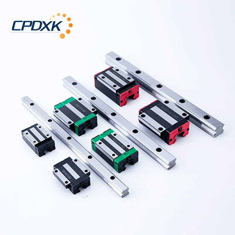 HGR15 /20 / 25 2pcs Linear Guide Rail + 4pcs Linear Block Carriage HGH...CA or HGW...CC for CNC Router