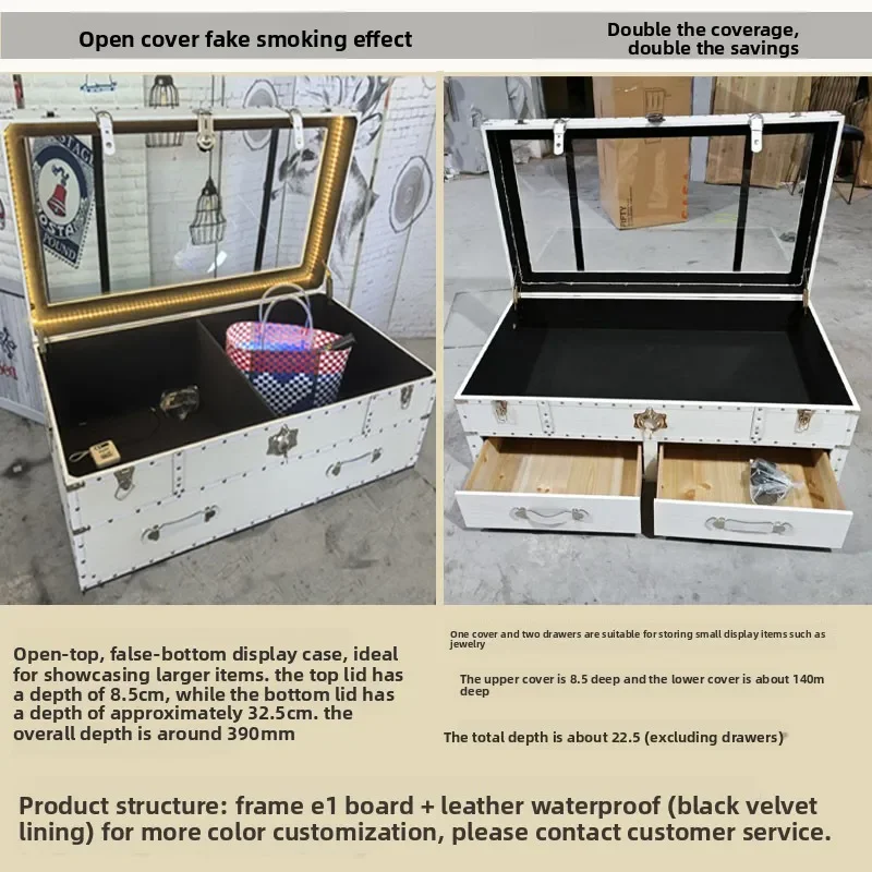European retro storefront, display cabinet, personalized creative bar, large coffee table