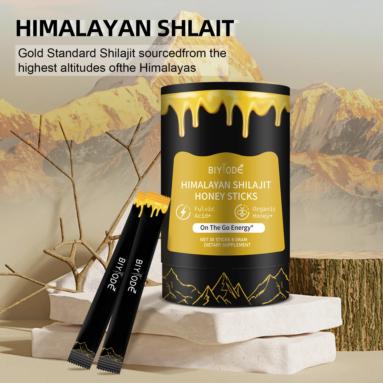 Pure Himalayan Shilajit Honey Sticks & Saffron – 30 Count 75%+ Fulvic Acid 85+ Trace Minerals Natural Energy & Immunity Booster