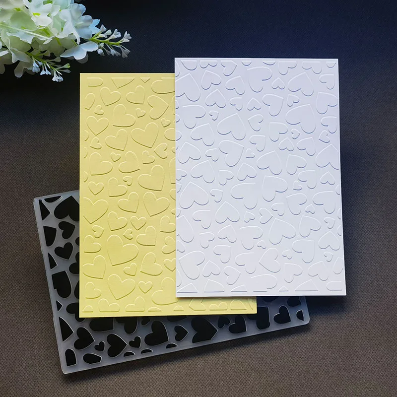 

1-piece heart-shaped close-up backboard design, embossed file, white plastic texture pattern background, suitable for DIY scrapb