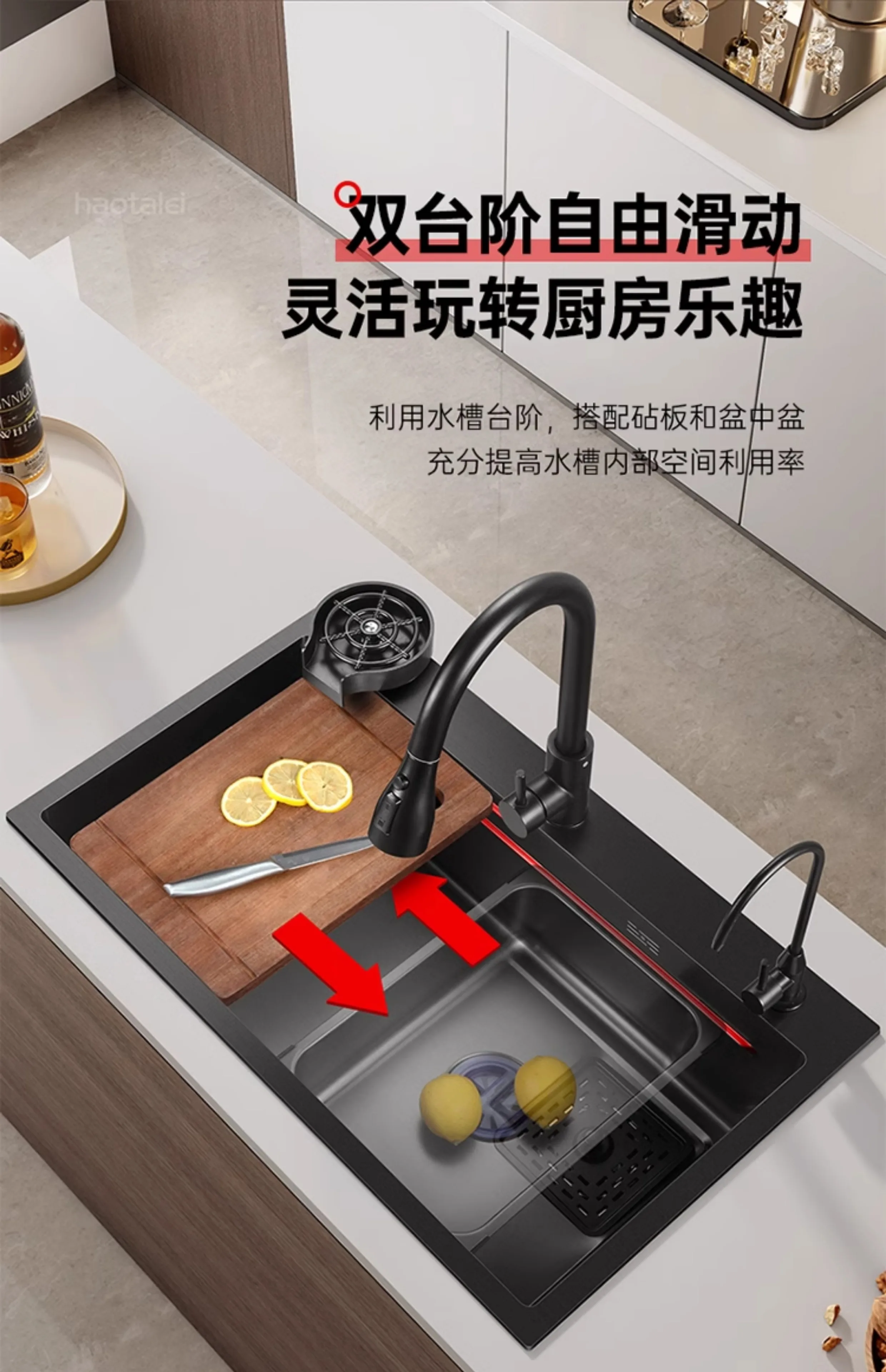 

Kitchen Sink Large Single Sink, Household 304 Stainless Steel Vegetable Basin Dishwasher Thickened Under-counter Basin Sink