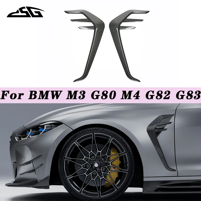 Carbon Fiber Front Bumper Side Air Vent Fins Winglet For BMW M3 G80 M4 G82 G83 Car Flaps Apron Trim Canards Splitters Body Kit