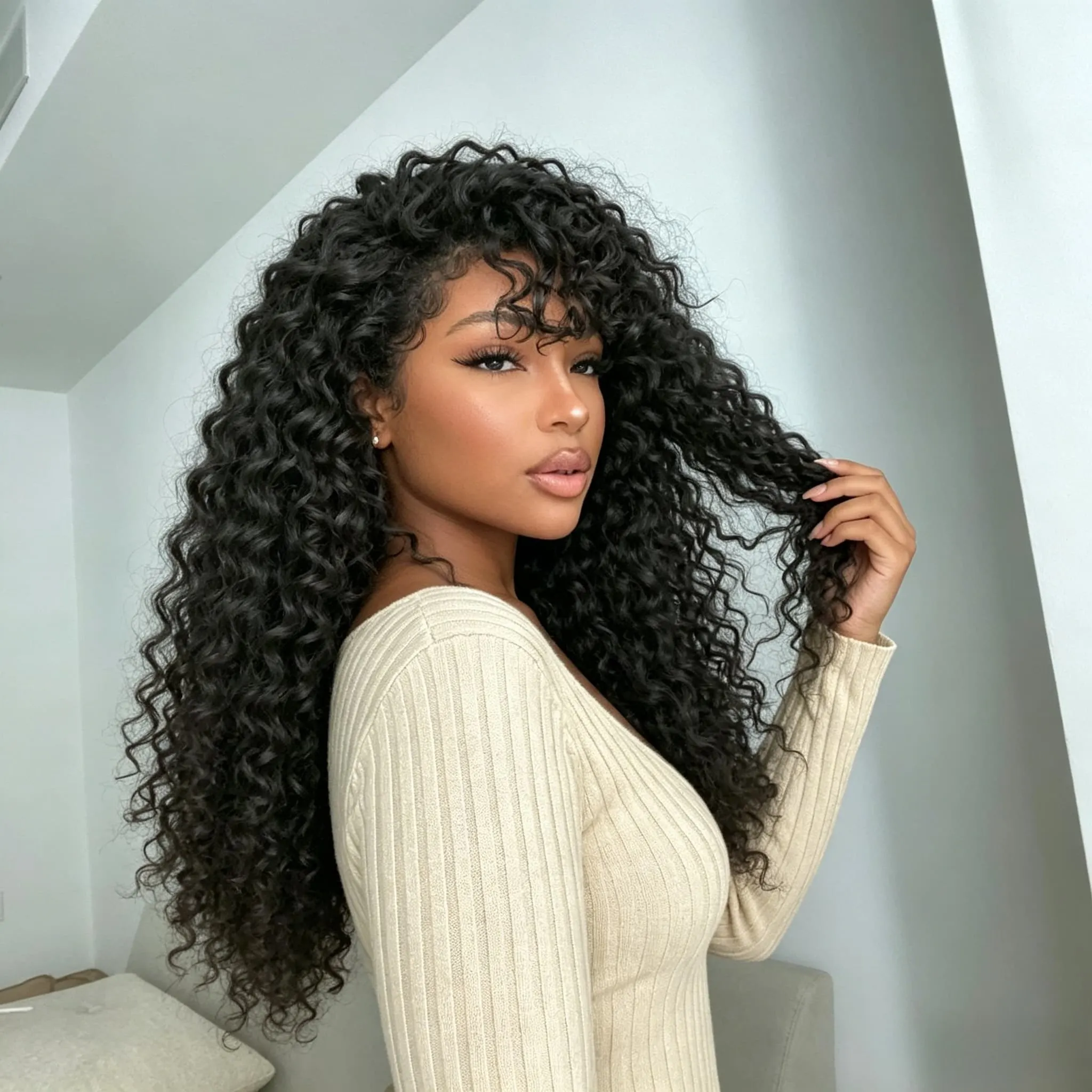 

Парик с глубокой волной и кружевной передней частью, плотность 200, из натуральных волос, без клея, 13x4 HD, черный, кудрявый, для женщин, с детским волосом