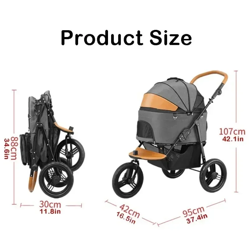 -Pet Stroller Pet Stroller Large Dog Cat Stroller Dog Walking Pushchair Detachable Travel Carrier Tricycle