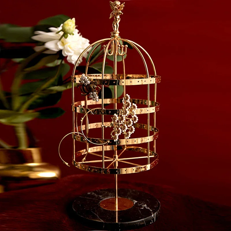 

Light Luxury Earring Holder, Rotatable Bird Cage Jewelry Organizer, Large Capacity Storage Rack, Household Display