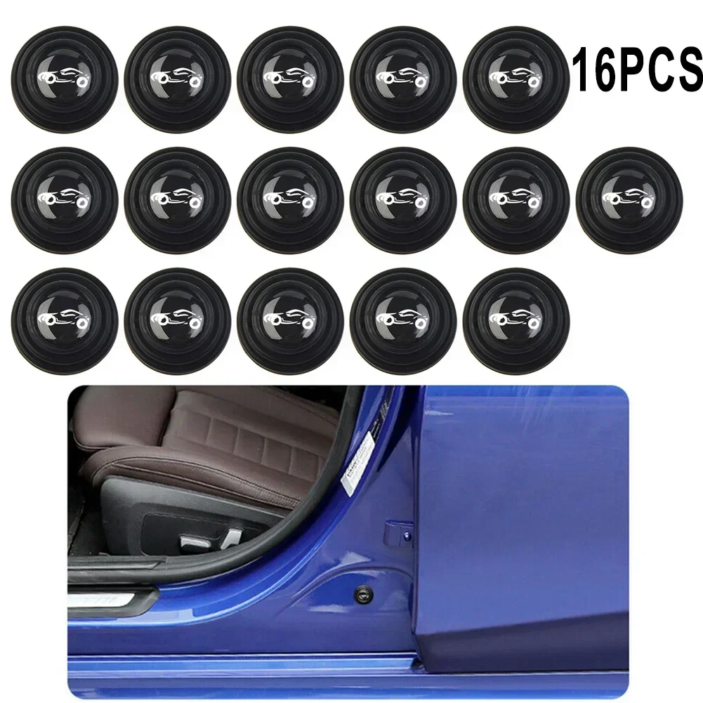 

16pcs Car Shock Stickers 2.8cm Black Door Shock-absorbing Silent Gasket Shock-proof Silicone Pads Air Bypass Valve Accessories