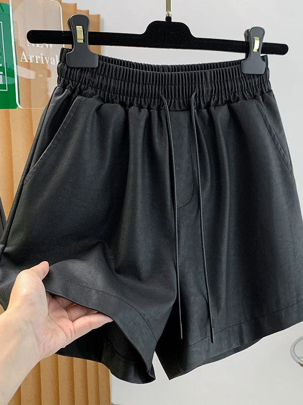 Authentic High Waist A-Line Wide Leg Black Pants Autumn Winter Outerwear Booty Shaping Casual Style Polyester Fiber Ladies
