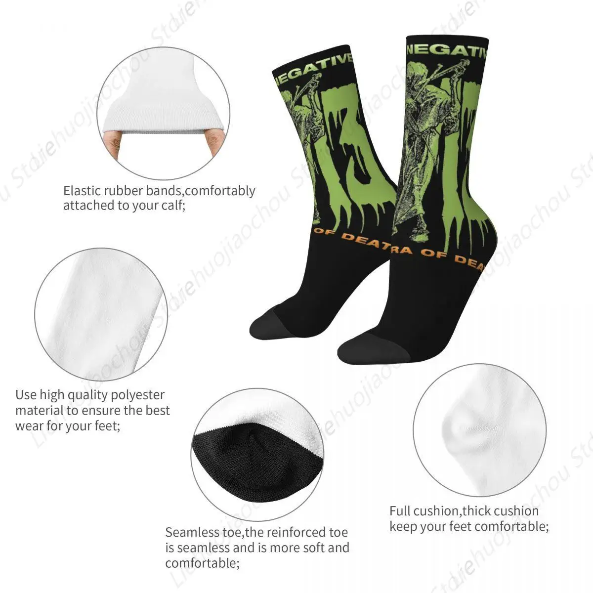 Colorful Type O Negative Death Basketball Socks Goth Metal Music Polyester Middle Tube Socks for Women Men Breathable