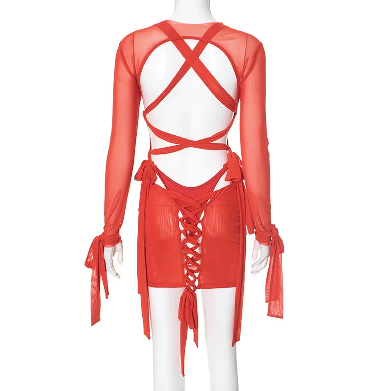 طقم مكون من قطعتين فستان نسائي أنيق للشاطئ برقبة دائرية فستان قصير أنيق بدون أكمام للسهرة وحفلات الشارع 2026 لربيع وصيف #3