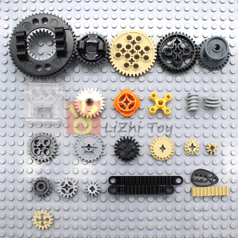 Bloques MOC con tecnología, bloques de construcción, amortiguador, Pin, conector de eje, embrague, tocadiscos, estante de engranaje, dirección de coche, juguete Mindstorms