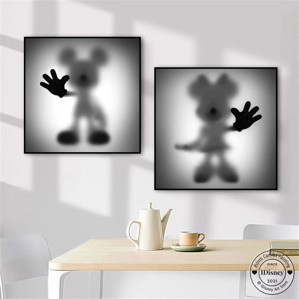 Disney Cartoon Art Posters Transparent Blur Mickey Minnie Abstract Canvas Painting Prints Wall Art Picture For Room Home Decor