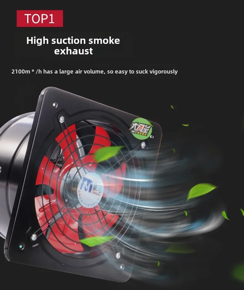 220V Powerful Kitchen Exhaust Fan with High Performance Smoke Extractor Strong Ventilation Machine for Household Use AM