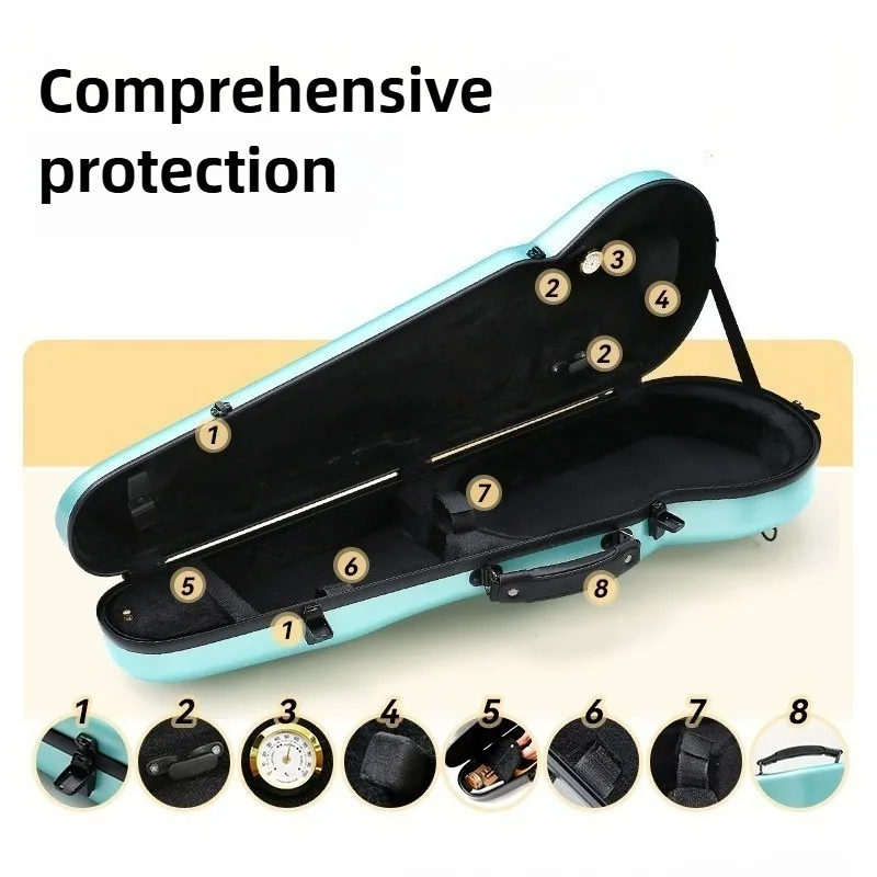 Carbon Fiber Violin Case Anti Drop Anti-collision Protection Case Portable Violin Bag Light Musical Instrument Accessories