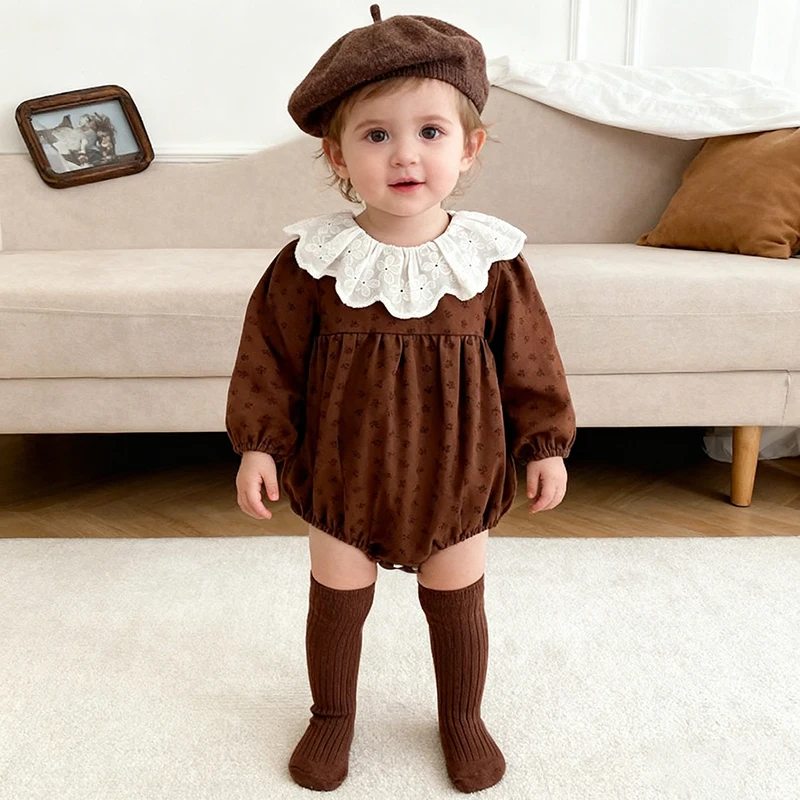 2026 ربيع جديد 0-24 متر بأكمام طويلة الرضع طفلة بذلة القطن طباعة ارتداءها الوليد طفلة التلبيب الأطفال بذلة #1