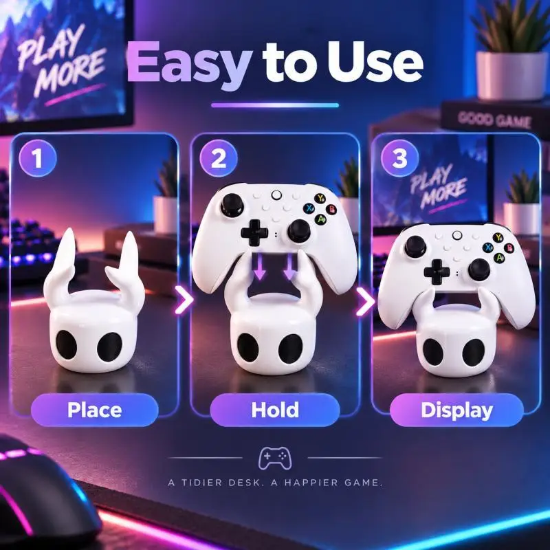 Cute Horned Game Controller Stand, Desktop Gamepad Holder for PS5 Xbox Switch Pro, Gaming Desk Display Decor - view 6