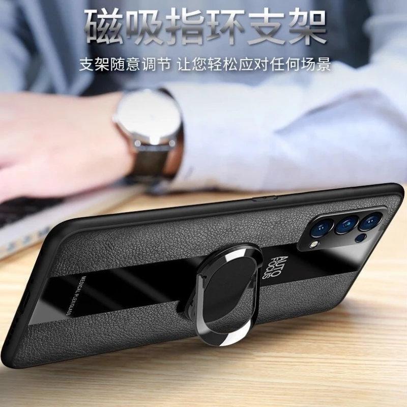 Magnetic Ring Phone Case For Oppo Reno 8 Lite 5G Luxury Leather Cover For Oppo Reno 8Z 7Z 7Lite Silicone Shockproof Bumper Funda