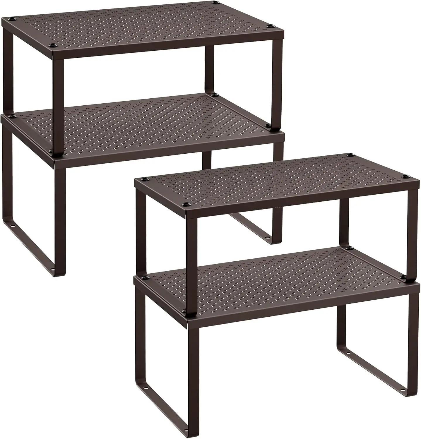 

Set of 4 Metal Spice Racks, Expandable Cabinet Organizers, Stackable Shelf Risers for Kitchen Storage