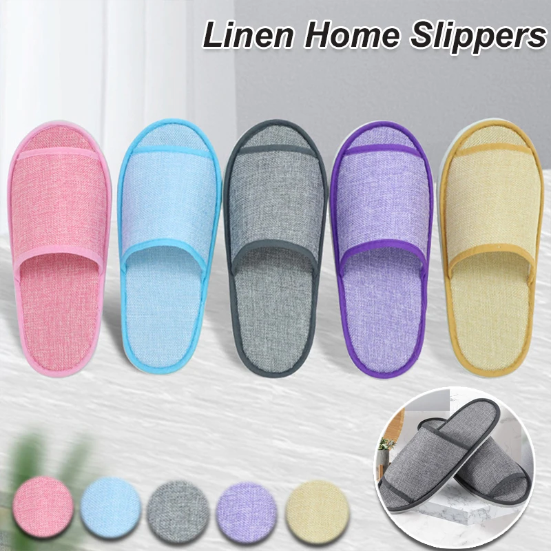 New Home Slippers Women Linen Flip Flop Hotel Travel Disposable Slippers Non-slip Unisex Lovers Flat Shoes Indoor Bedroom Shoes