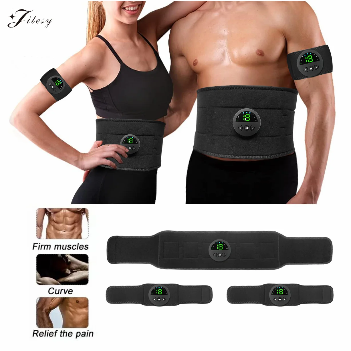 

Muscle Massager EMS Abdominal Belt Electric Muscle Stimulation Portable Fitness Massager Waist Trainer Body Slimming Shaping