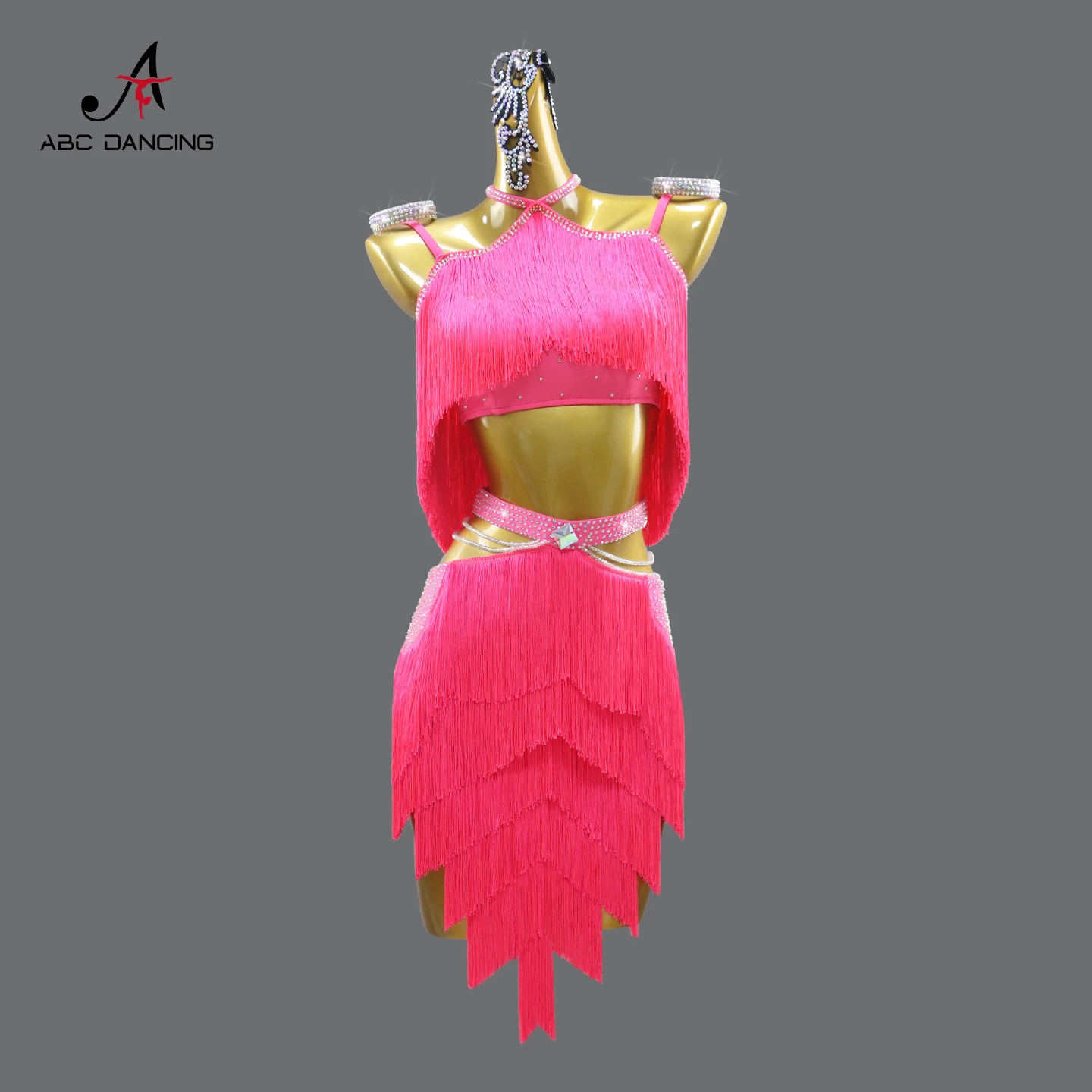 Strój do tańca latynoamerykańskiego, spódnica, sukienka taneczna, kostium sceniczny, odzież sportowa na zawody, damski strój wieczorowy na bal, strój z rozcięciem, kostium dla dziewcząt, 2025