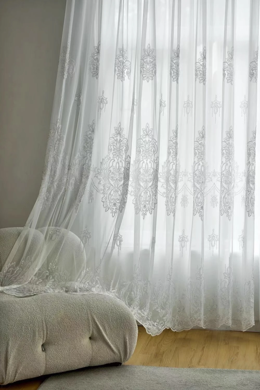 Lucky Treasure Patch Embroidery Window Curtain Light Luxury Soft Decoration Home Decoration