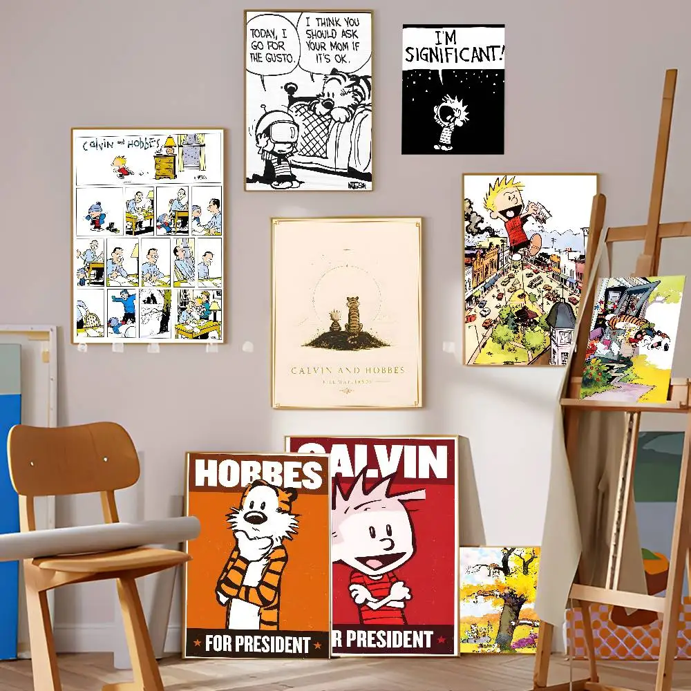 C-Calvin-And-Hobbes Wholesome-Nostalgic Classic Vintage Posters Vintage Room Home Bar Cafe Decor Nordic Home Decor