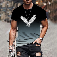 Retro T-Shirt for Men Eagle 3d Print Short Sleeve Tees Summer Casual Quick Dry Loose Oversized T-Shirt Men Streetwear ﻿