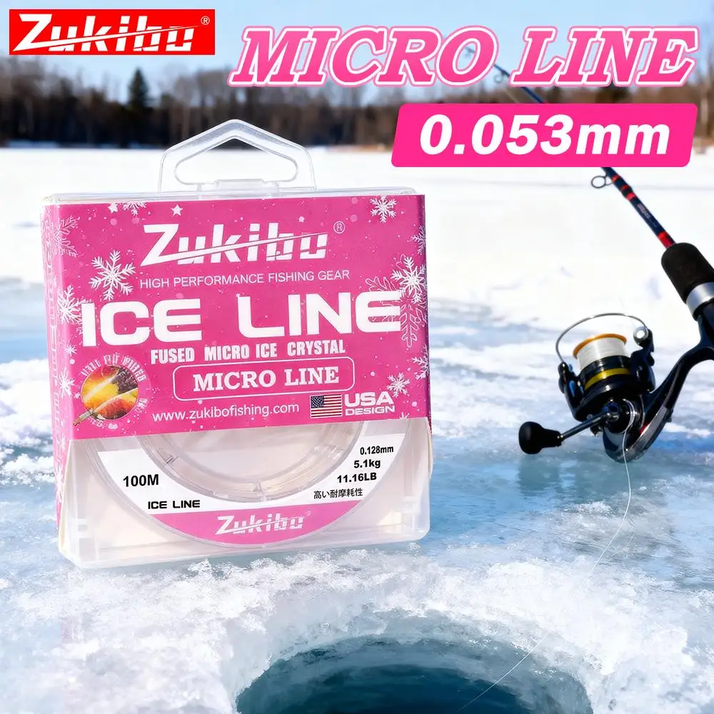 ZUKIBO Miniatur-Angelschnur zum Eisfischen, weich gewebt, 100 m, super zugfest, Winterangeln, Zero Memory, abriebfeste Eisschnur