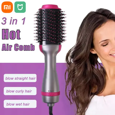 Xiaomi 헤어 드라이어 브러시 스타일링 Frizz Control Blow Volumizer 원스텝 자동 회전 컬링 브러시를 위한 3-In-1 뜨거운 공기 스핀 브러시