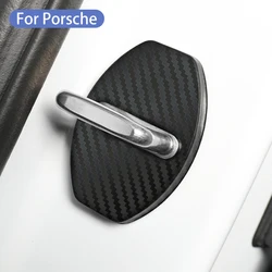 Stainless Steel Car Door Lock Cover For Porsche Macan Cayenne Panamera 718 Door Lock Protective Stickers Decoration Accessories
