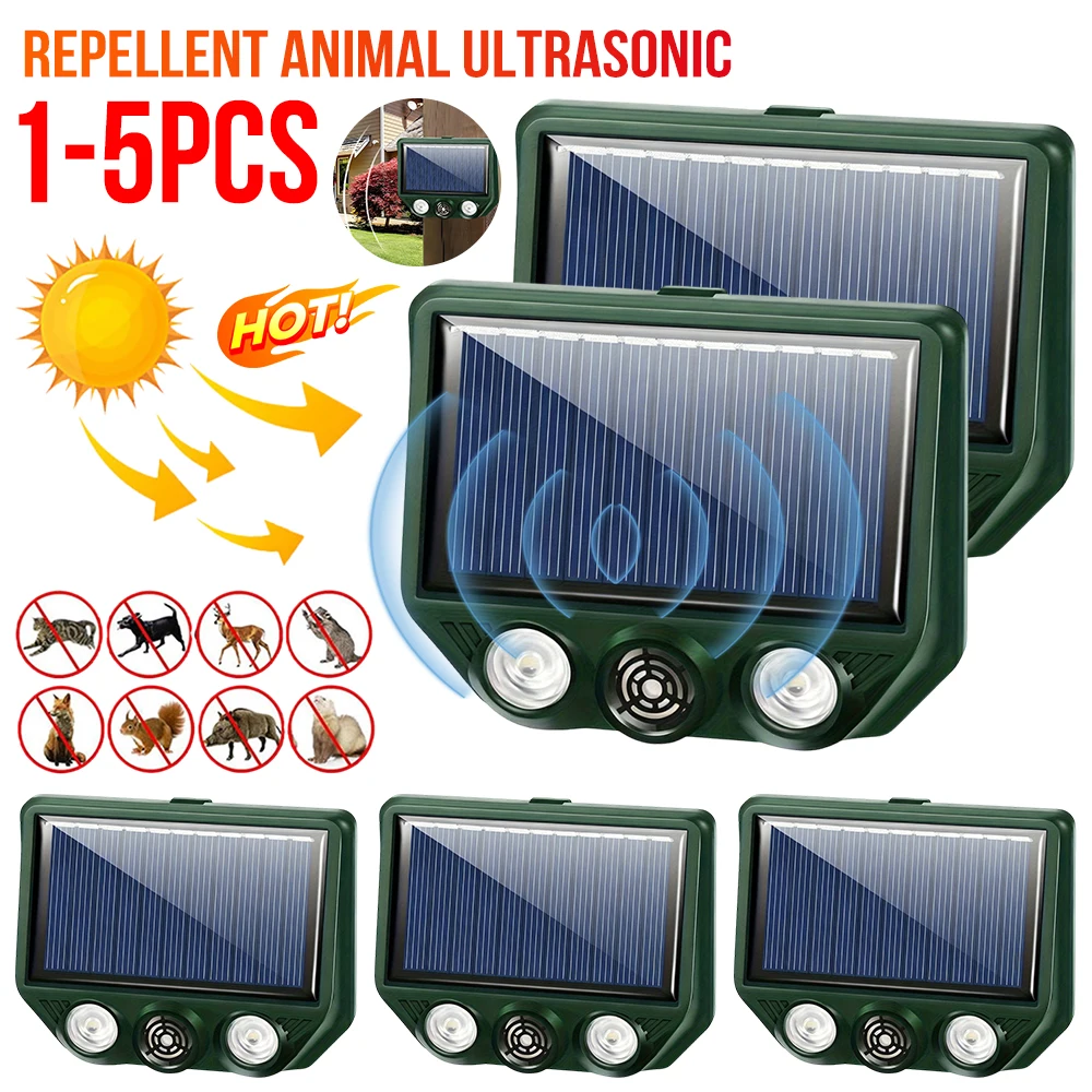 Repelente Ultrassônico Solar para Animais, Sensor de Pragas para Exteriores, Repelente de Cães/Gatos/Aves (Funciona SOMENTE à Noite!)