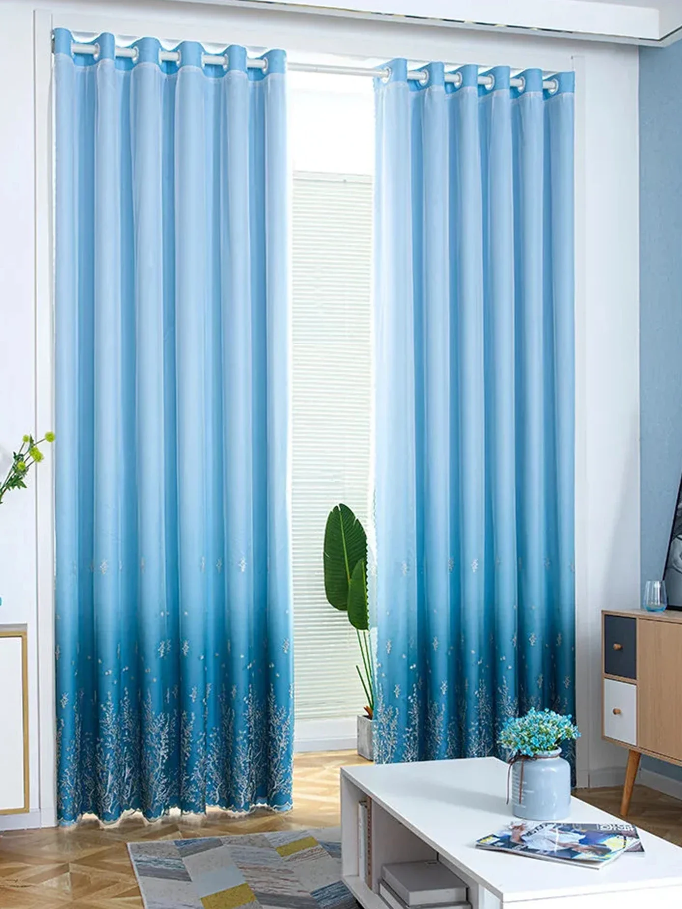 

Light-transmitting Thickened Embroidered Curtain Curtain Curtain Partition Living Room Balcony Light Luxury Gradient