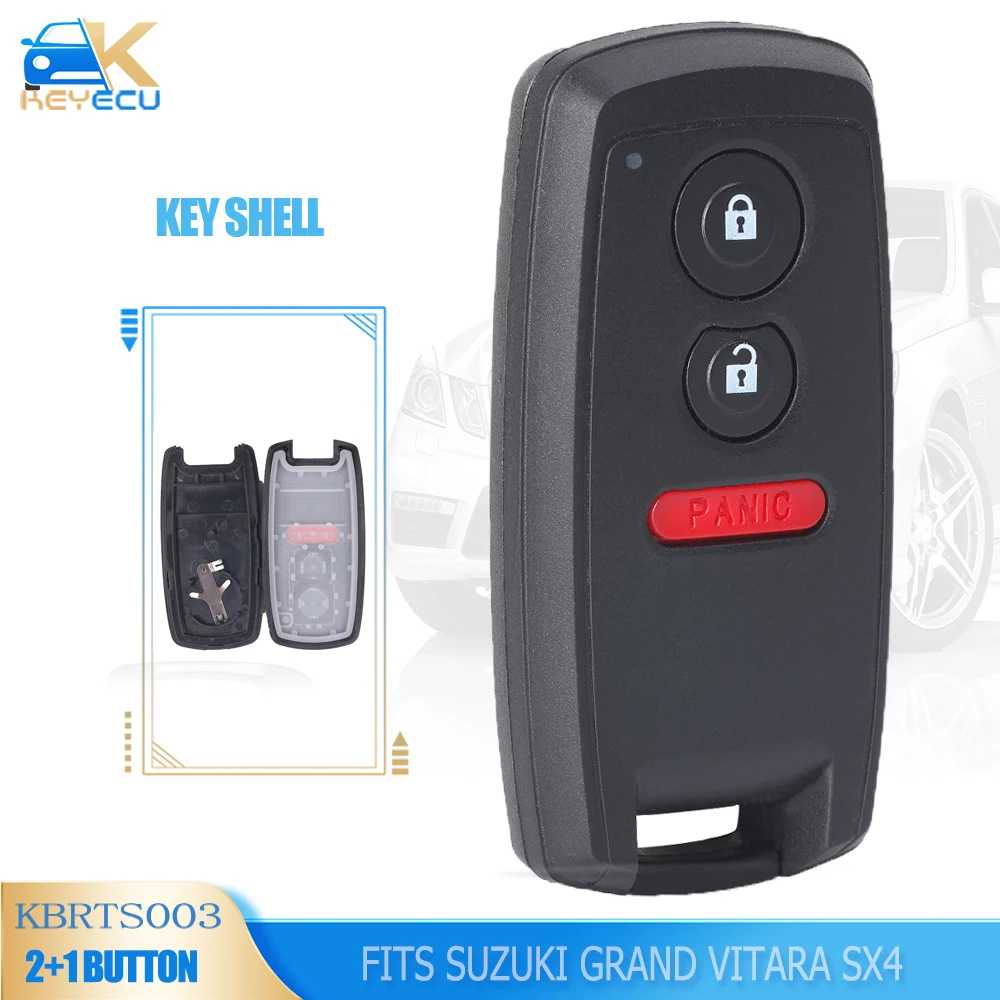 KEYECU Uncut Blade Remote Key Shell Case 2B/3B Fob for Suzuki Grand Vitara SX4 / Sport 2007 2008 2009 2010 2011 2012 KBRTS003