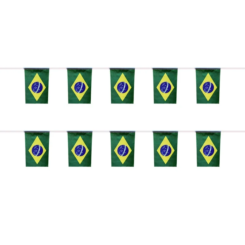 SKY FLAG Brazil bunting flags 14x21cm 20pcs/lot Brazil String flags Pennant Banner Festival Party Holiday for decoration