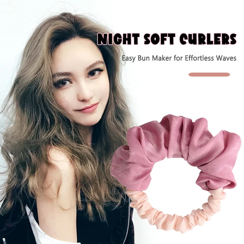 Heatless Hair Curlers Satin Scrunchies Set for No-Heat Waves Lazy Sleep-Friendly Hair Curlers Women