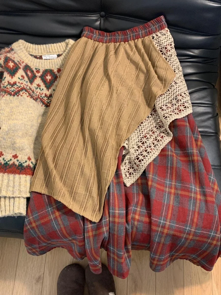 เสื้อสเวตเตอร์ถักไหมพรมผู้หญิงสไตล์เรโทรฮ่องกง ลาย Fair Isle นุ่ม อุ่น ใส่สบาย เหมาะสำหรับฤดูใบไม้ร่วงและฤดูหนาว แฟชั่น