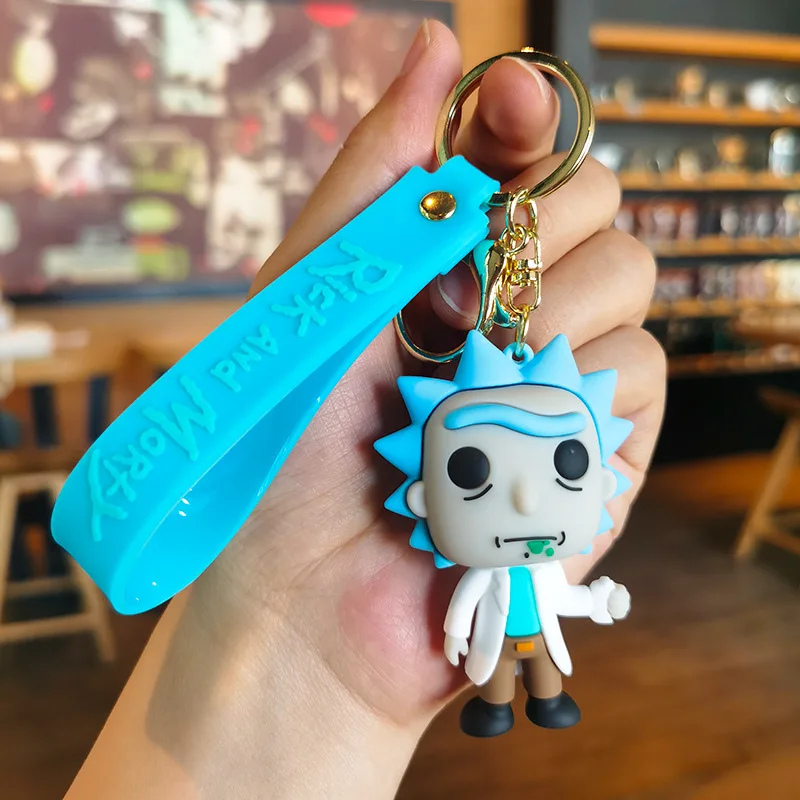 Rick and Morti Dolls Keychains Cartoon Anime Figures Keyrings Fashion Cute Car Bags Pendant Key Holders Kids Birthday Gift 2023