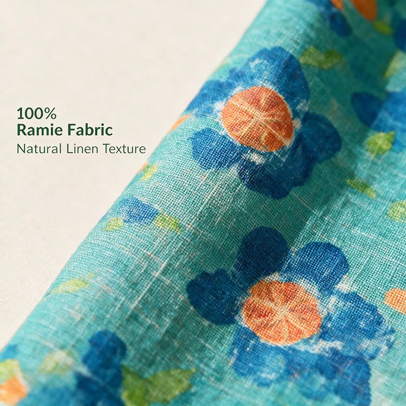 Pure Ramie Fabric, Lightweight Sand Washed Dyed Plain Weave, Cool Feeling Wrinkle Resistant, For Summer Pants Tablecloth