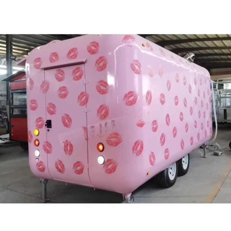 Customized Size Fast Food Square Trailer With Full Sticker Mobile Food Truck Fully Cooking Equipment For Fast Food