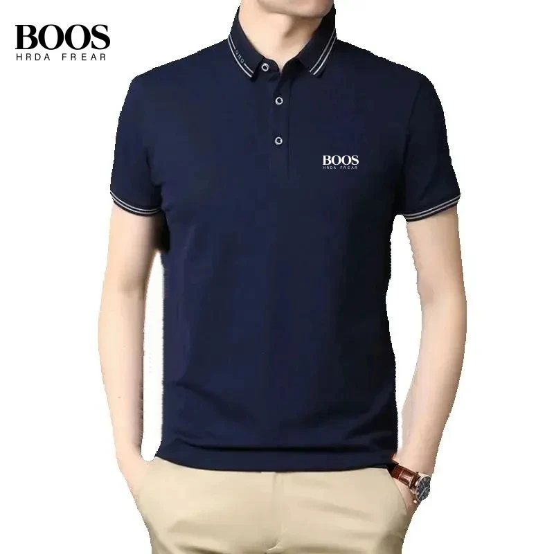 New summer high-quality short sleeved polo shirt for men, fashionable and casual, soft and breathable T-shirt top