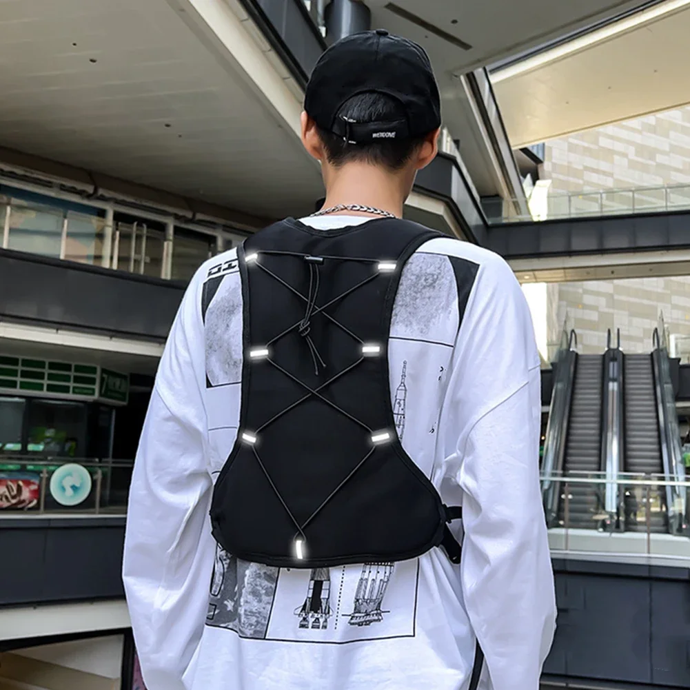 Functional Tactical Chest Bags for Men Fashion Hip Hop Vest Backpack Reflective Mobile Phone Pack Cycling Running Chest Rig Bag