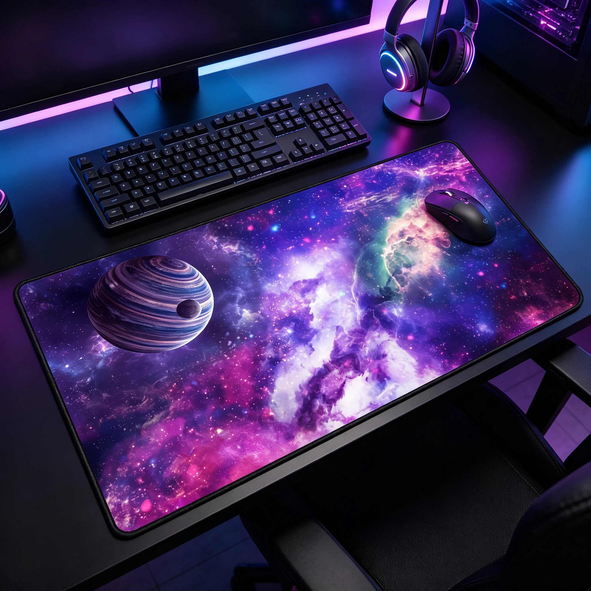 Starry Sky Pattern TCG Mouse Pad Extended Office Desk Mat Stitched Edge Non‑Slip Rubber Keyboard Mat for Gaming Home CP Gamemat
