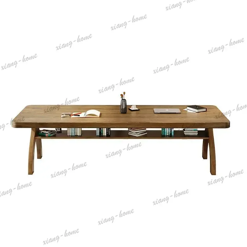 YJ Nordic Solid Wood Office Desks Modern Minimalist Studio Living Room Office Desk Conference Negotiation Commercial Furniture F