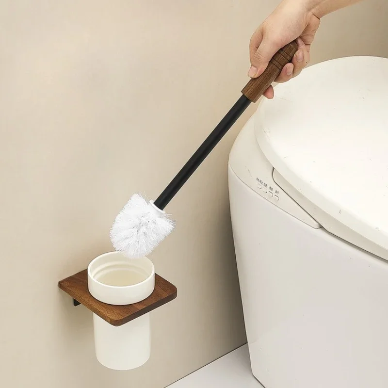 Wooden Toilet Brush Holder Bathrooms Wall Toilet Brushes Household Cleaning Storage Hangers Washrooms Scrubber Accessories