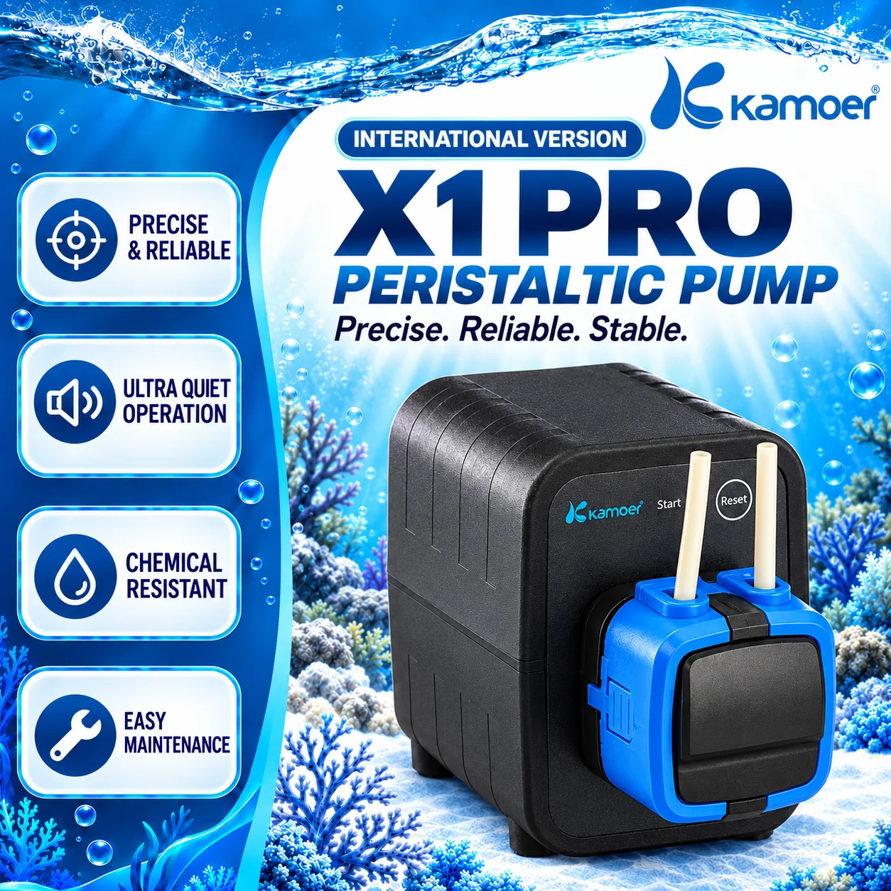 Kamoer X1 PRO 2 V2 WiFi Bluetooth APP Dosierpumpe für Fischbecken und Meerwasseraquarien, Nährstoff-Tropfenspender