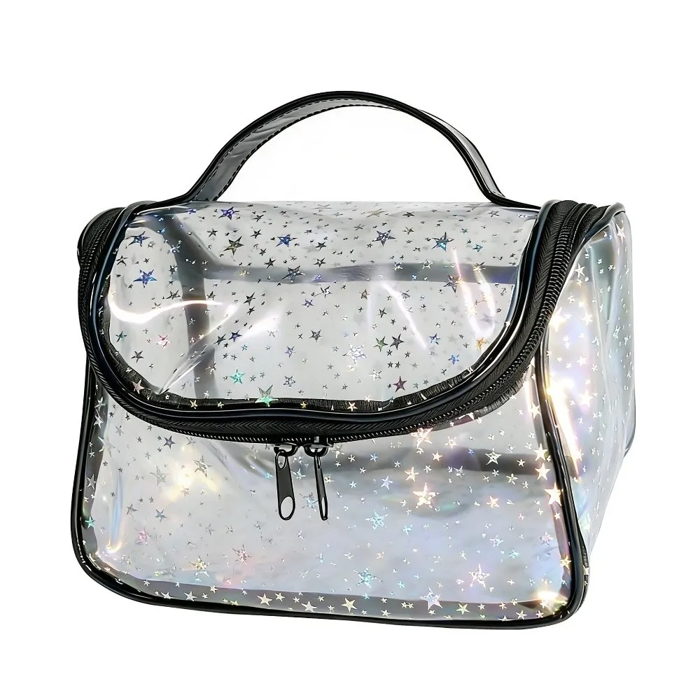 New Transparent Star Cosmetic Bag PVC Large Capacity PVC Toiletry Bag Reinforced Handle Waterproof Makeup Organizer For Travel