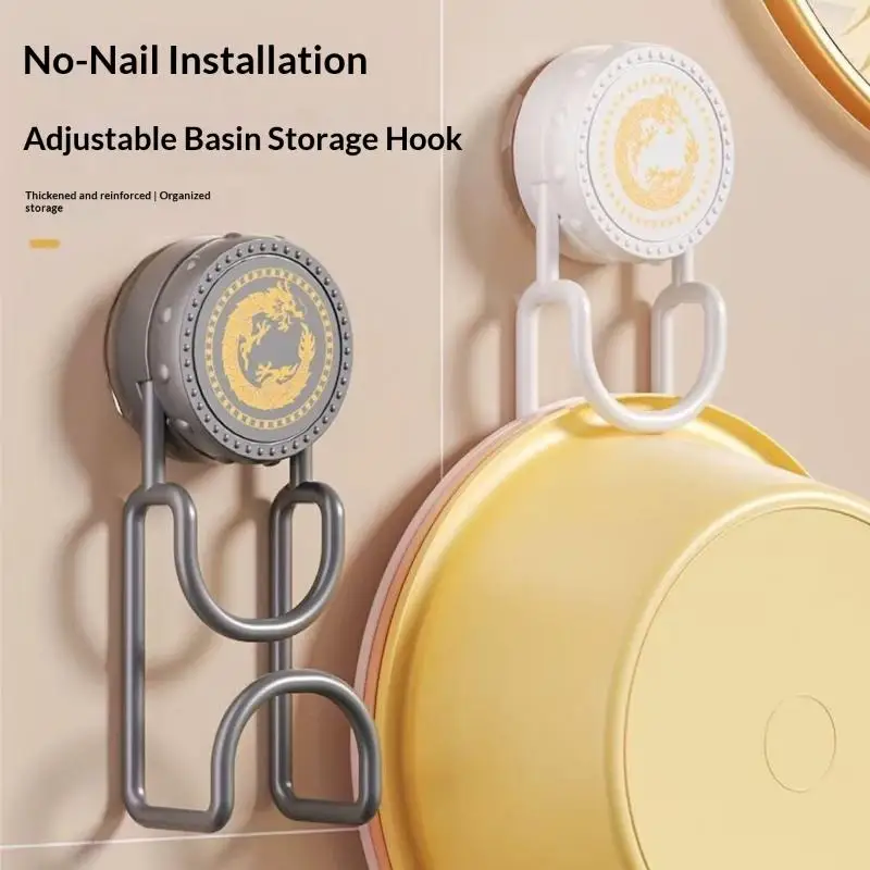 Vacuum Suction Cup Wash Basin Hook No Drill Adjustable Basin Storage Rack Removable Hangers For Bathroom Kitchen Household