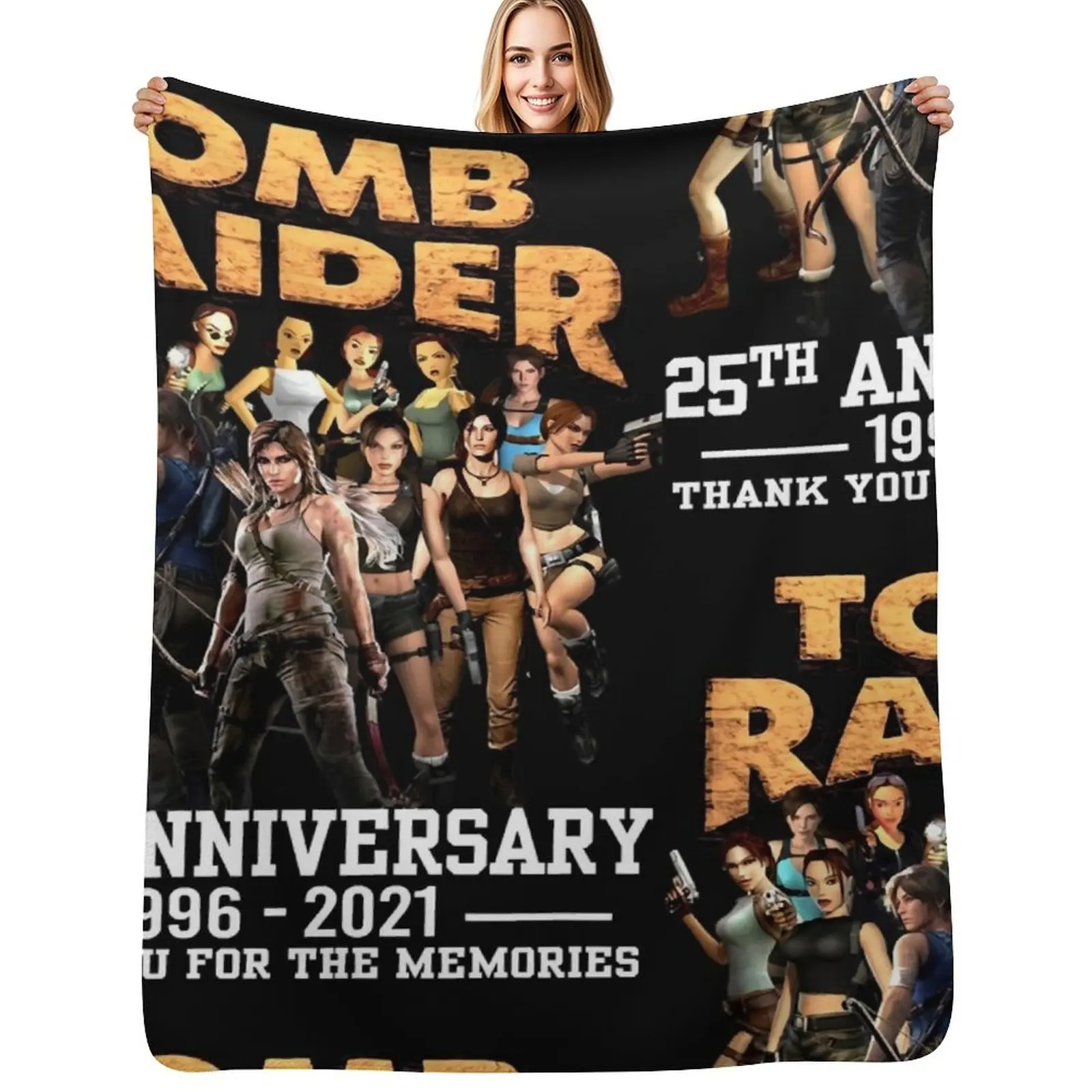 Thank-You-for-The-Memories-25th-Anniversary-1996-2021-Tomb-Raider-T-Shirts-Gift-For-Fans Throw Blanket Thermal Tourist Blankets
